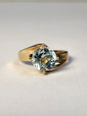 VTG 90's Natural 3.00ct Blue Topaz Solitaire Ring Sz 6.5-7 *Stone Upgraded*